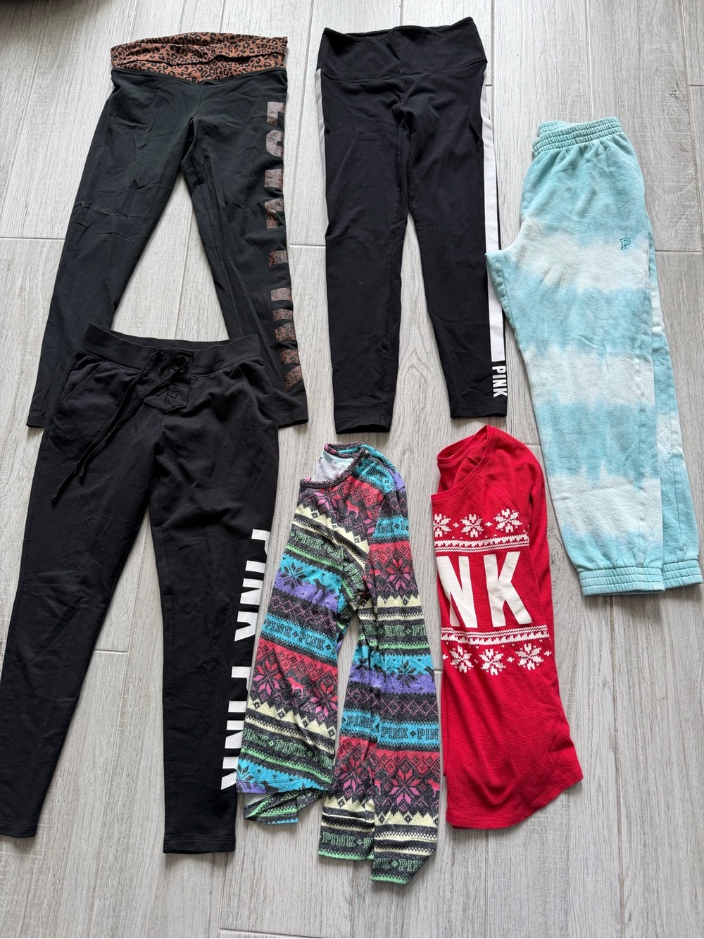 PINK Black Leggings and Loungewear Bundle - Black, Red, Teal, Multicolor